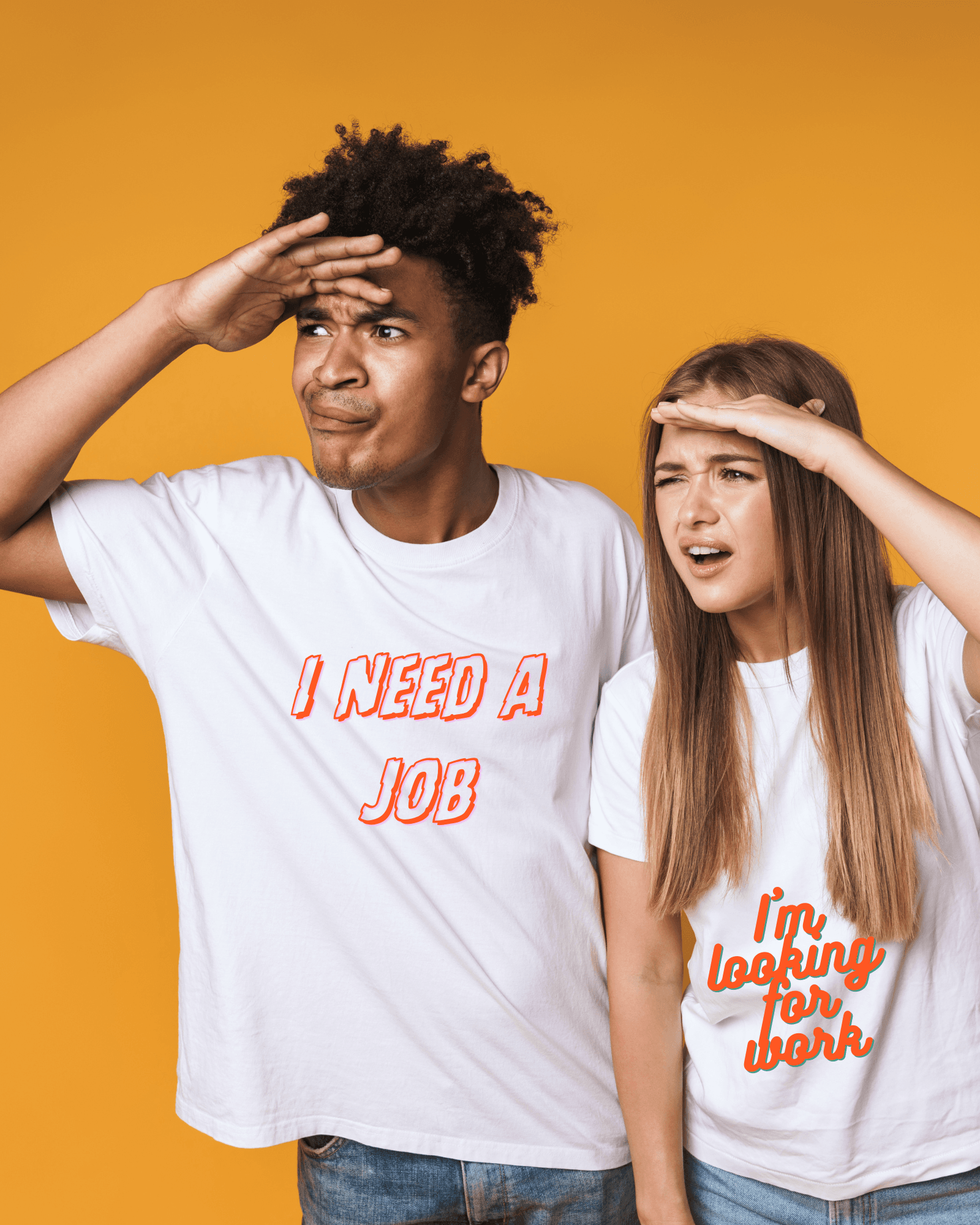 Young couple searching on phone for local information without success